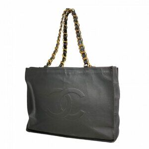 Chanel Chain Lambskin Black Gold Tote